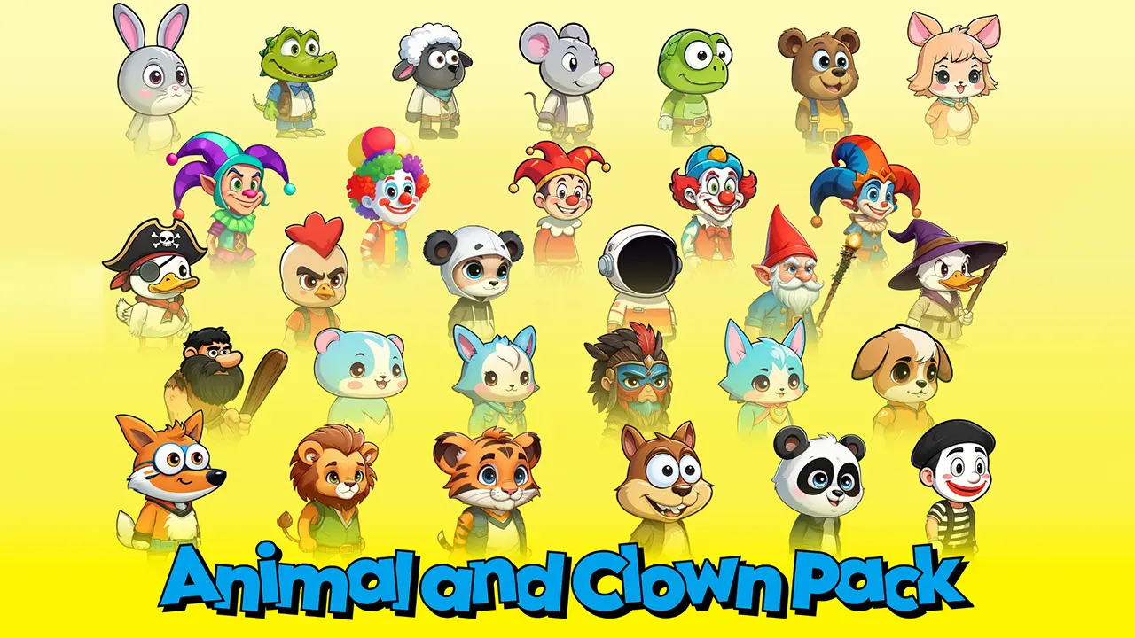 Animal And Clown Pack 30 Characters