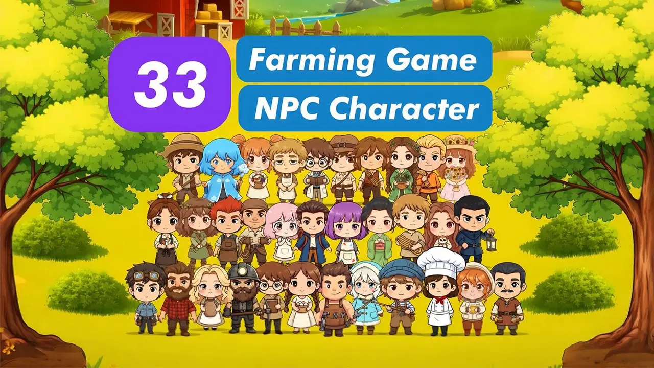 33 Cozy Farming Game NPC Character Pack